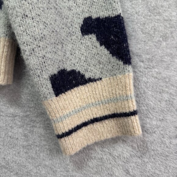 THML Anthropologie Sweater Womens Medium Animal Print Boho Blue Cream Stretch - Picture 5 of 8